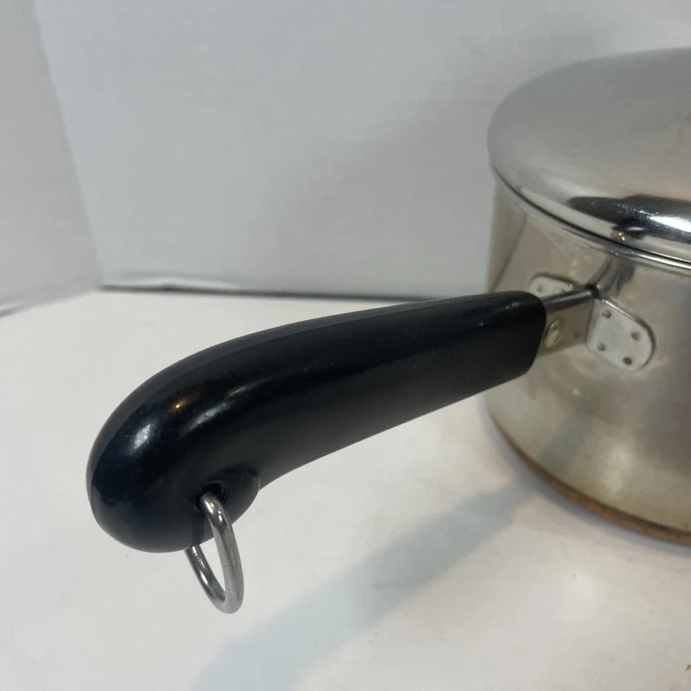 Revere Ware Saucepan 1qt Silver Copper Clad 1801 Vintage Lid Bakelite
